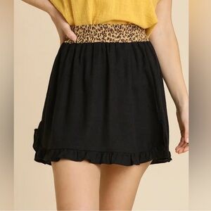 NWT Umgee Ruffle Skirt with Leopard Accent
